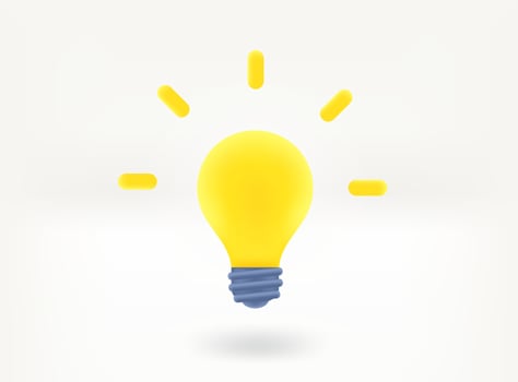 Bright lightbulb 3d vector icon