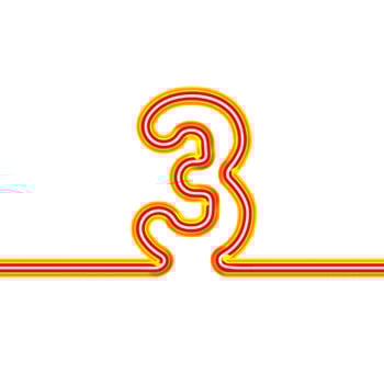 Neon continuous number 3. Transparent neon. red glow. Night Show Alphabet three. neon compatible with all floors. 3d Rendering Isolated on white background. vector