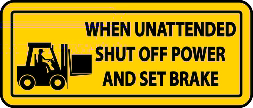 Shut Off Power and Set Brake Label Sign On White Background vector
