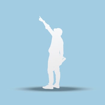 Engineer man cut out of paper on blue background, Paper cut style. Vector illustration