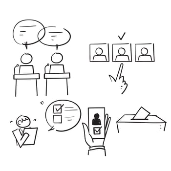 hand drawn doodle Simple Set of Voting Related illustration vector isolated