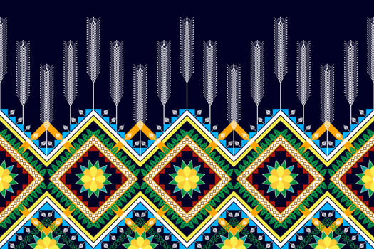 Floral ethnic seamless pattern design. Aztec fabric carpet mandala ornament chevron textile decoration wallpaper. Tribal turkey African Indian traditional embroidery vector illustrations background