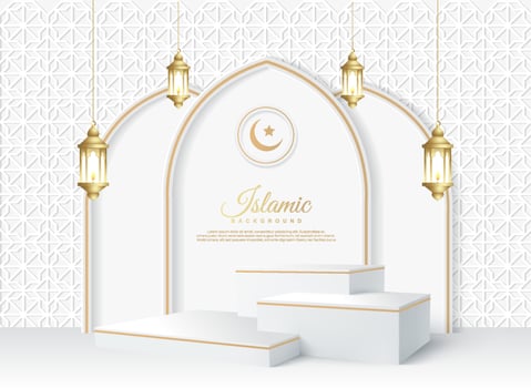 luxury ramadan sale product stand template vector