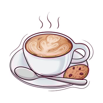 hand drawn coffee with cookie vector