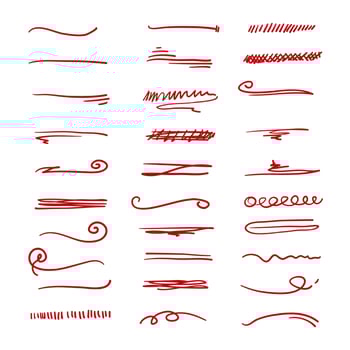 doodle Sketch brush strokes, underline, emphasis, lines, waves set Design elements isolated on white background vector