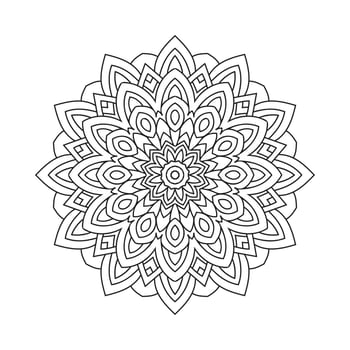 Mandala decoration ornament line art vector. Black and white flower mandala pattern design. Arabic style floral mandala ornament line art. Mandala decoration element for coloring pages. vector