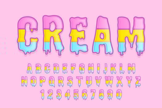 decorative cute colorful creamy  rainbow alphabet vector