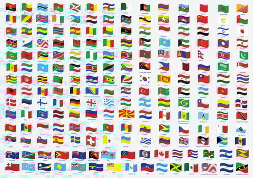 all national flags wave of the world vector