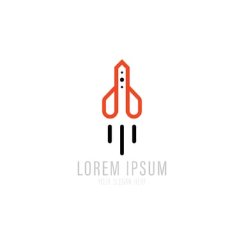 Rocket advance technology launching vector logo design.