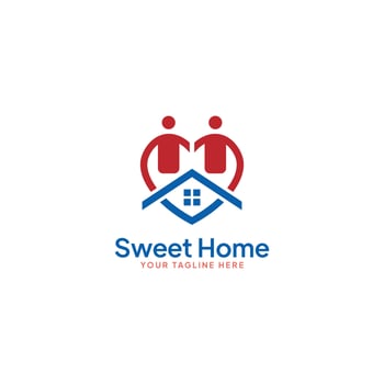 Family union happy love heart shaped. Family home logo vector