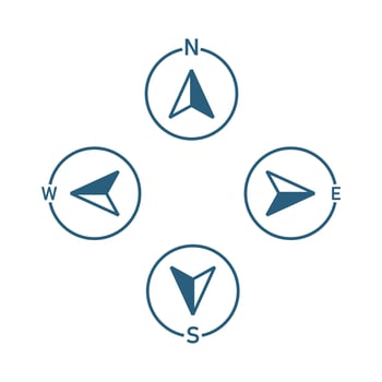 Compass direction. North, south, east and west Arrow. Map symbol. Vector