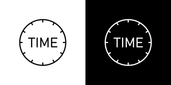 Time symbol buisness concept. Hurry up, deadline, support, time to work sign. Vector illustration black and white