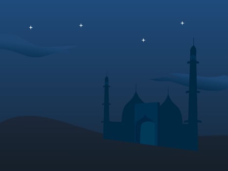 view of the mosque at night vector
