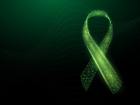 Glaucoma Awareness Month concept. Banner with green ribbon awareness and text. vector