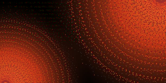 Particles flow geometric background. Orange glittering shapes of lights. Abstract concept. Vector illustration.