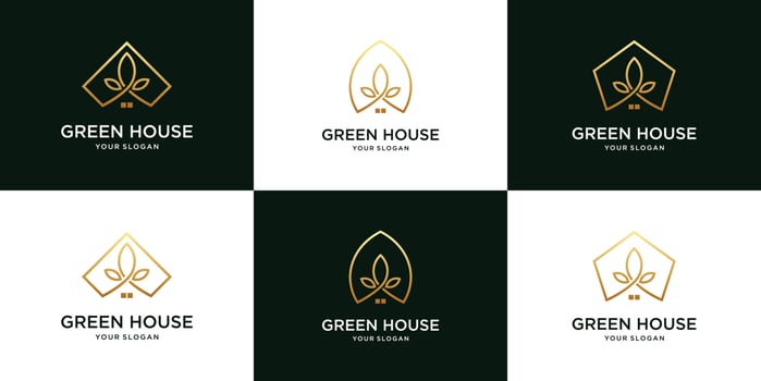 Green house logo template with modern concept vector