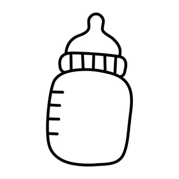 Baby bottle. Hand Drawn Doodle Kid Stuff Icon. vector