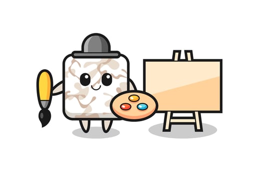Illustration of ceramic tile mascot as a painter vector