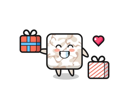 ceramic tile mascot cartoon giving the gift vector