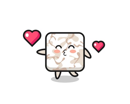 ceramic tile character cartoon with kissing gesture vector