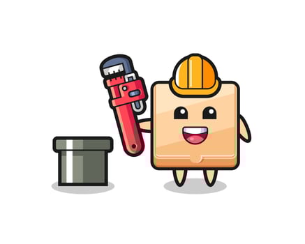 Character Illustration of pizza box as a plumber vector