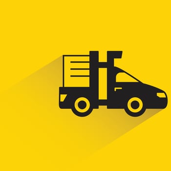 small truck on yellow background illustration vector