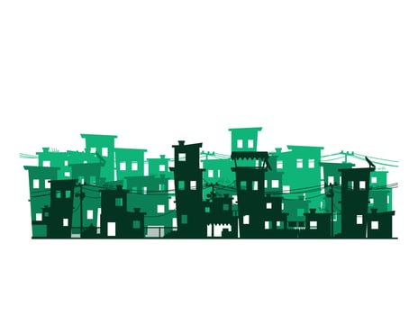 Street of poor neighborhood in the city. Slum vector