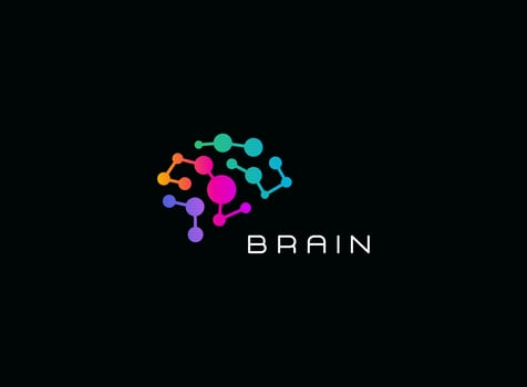 Abstract Brain Dotted logo teplate, logotype for science, medicine, education, technology, business. Vector symbol.