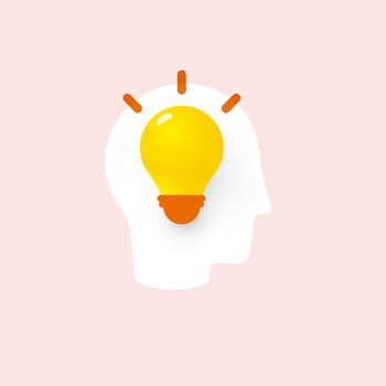 3D Light bulb in human head silhouette, idea for brainstorming graphic, business infographic design element, isolated vector illustration