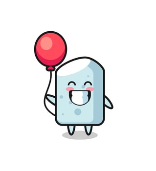 chalk mascot illustration is playing balloon vector