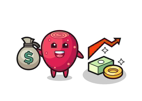 prickly pear illustration cartoon holding money sack vector