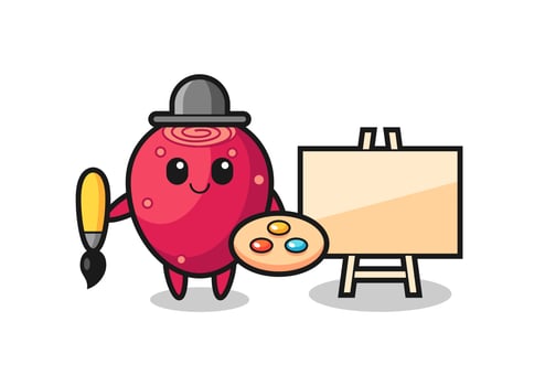 Illustration of prickly pear mascot as a painter vector
