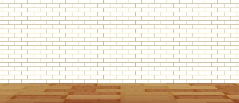 brick wall with wood floor background. vector