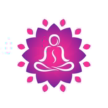 yoga logo template, man meditating in lotus position, abstract flower shape vector