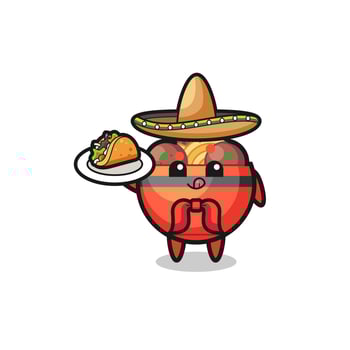 meatball bowl Mexican chef mascot holding a taco vector