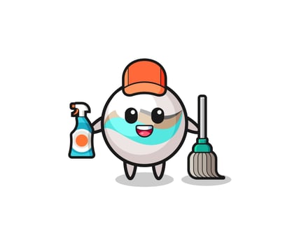 cute marble toy character as cleaning services mascot vector