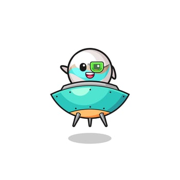 marble toy cartoon riding a future spaceship vector