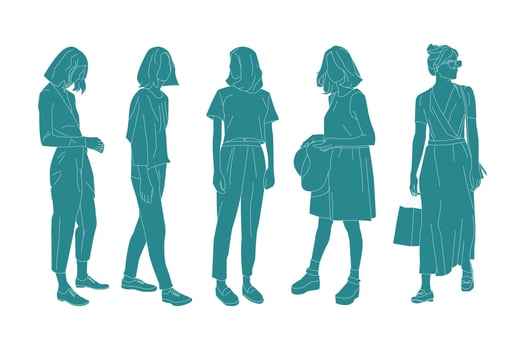 Vector illustration of elegant woman bundle