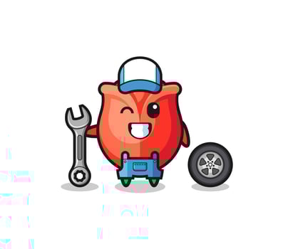 the rose character as a mechanic mascot vector