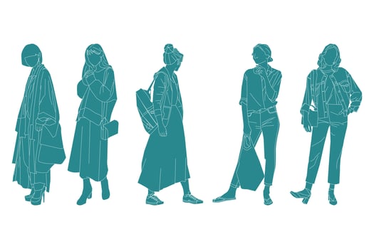 Vector illustration of casual women bundle