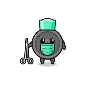 surgeon barbell plate mascot character vector