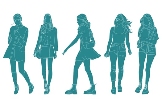 Vector illustration of casual women bundle