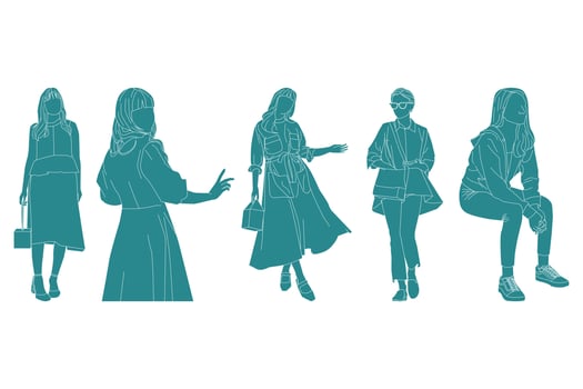 Vector illustration of fashionable women bundle