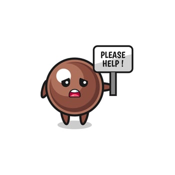 cute tapioca pearl hold the please help banner vector