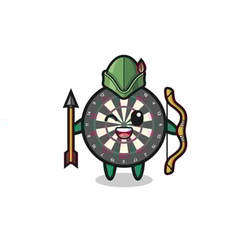 dart board cartoon as medieval archer mascot vector