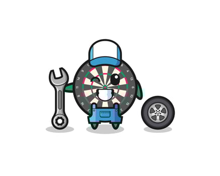 the dart board character as a mechanic mascot vector