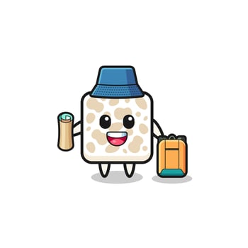 tempeh mascot character as hiker vector