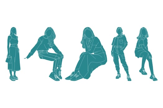 Vector illustration of fashionable women bundle