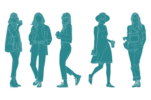 Vector illustration of fashionable women bundle