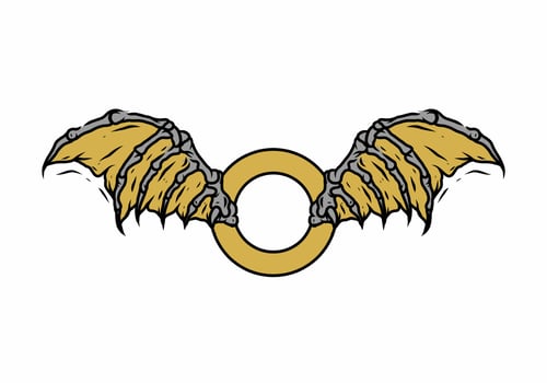 Gold black color of O initial letter with vintage wings vector